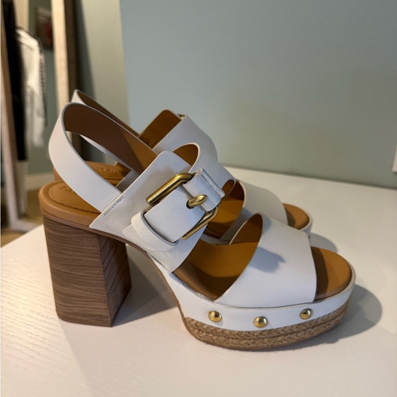 See By Chloe White and Tan Block Platform Sandals - Picture 6 of 6